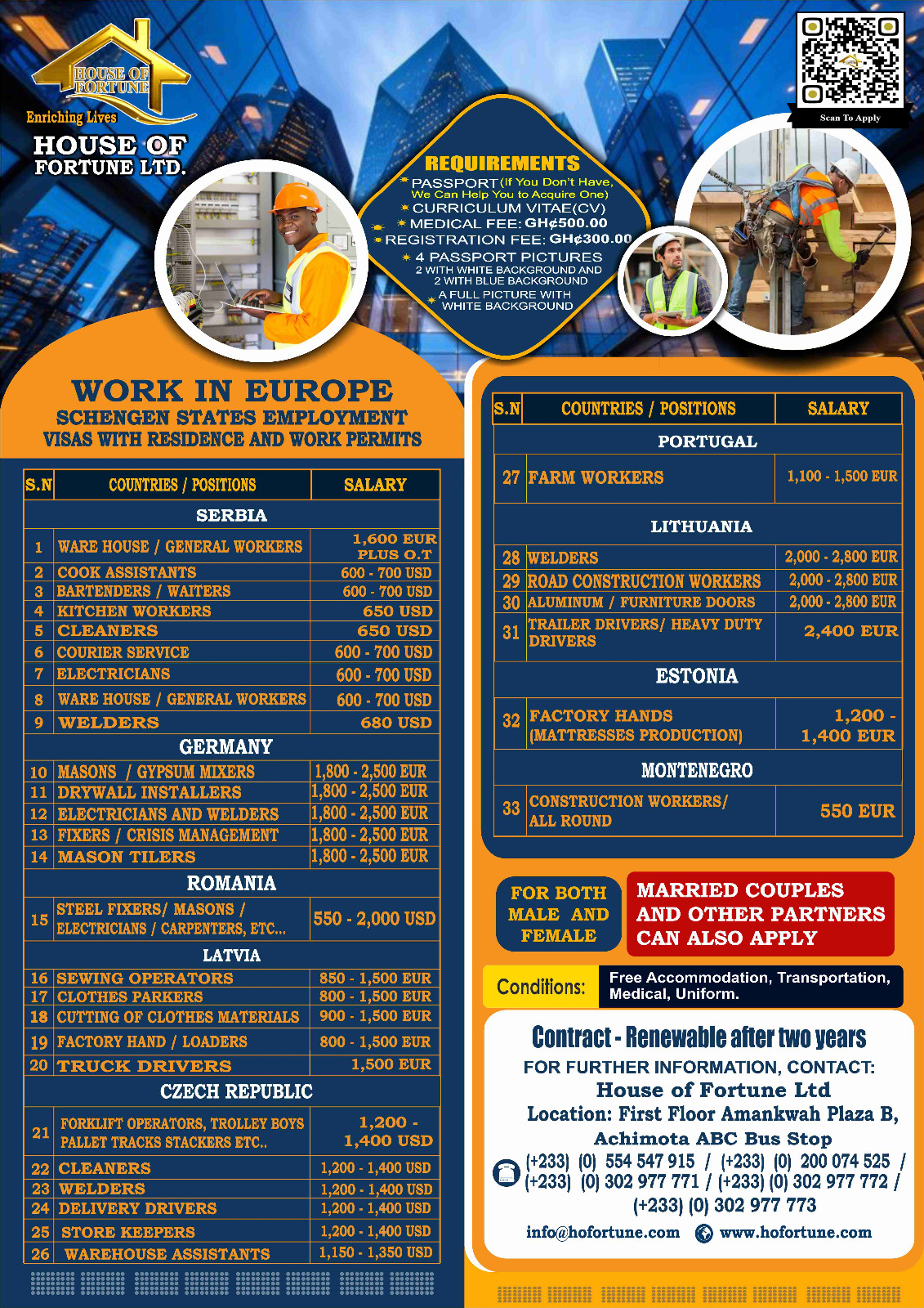 workers for companies in Dubai and Europe